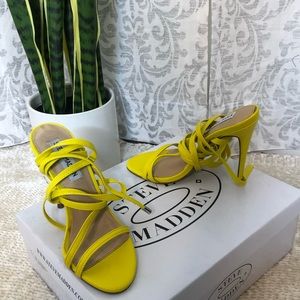 Amberlyn Yellow Lace Up Heels